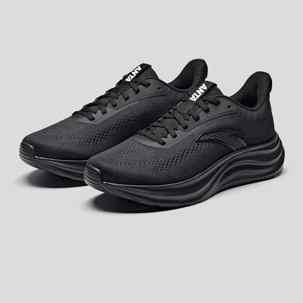 Men’s All Black Comfortable Running Trainers Jogging Walking Athletic Shoes - Picture 7 of 7